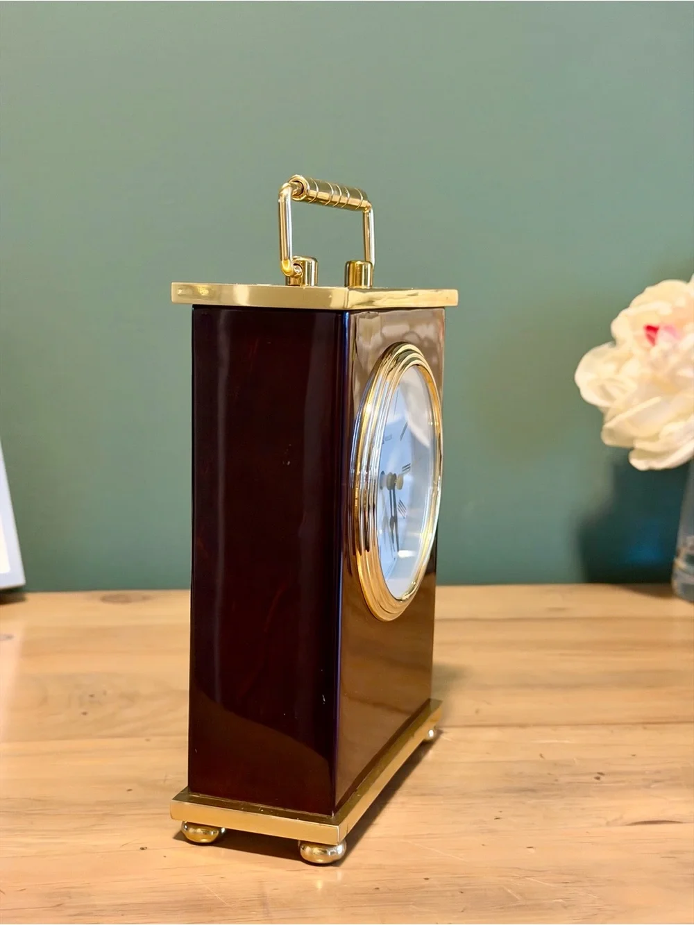 Howard Miller Rosewood Brass Tabletop Clock Vintage Style